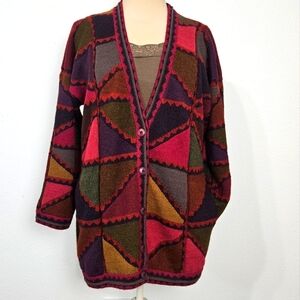 Peruvian Connection Multicolor Geometric Cardigan